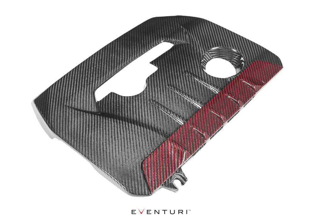 Eventuri carbon engine cover for Toyota GR Corolla and GR Yaris, performance upgrade with sleek black carbon fiber finish.