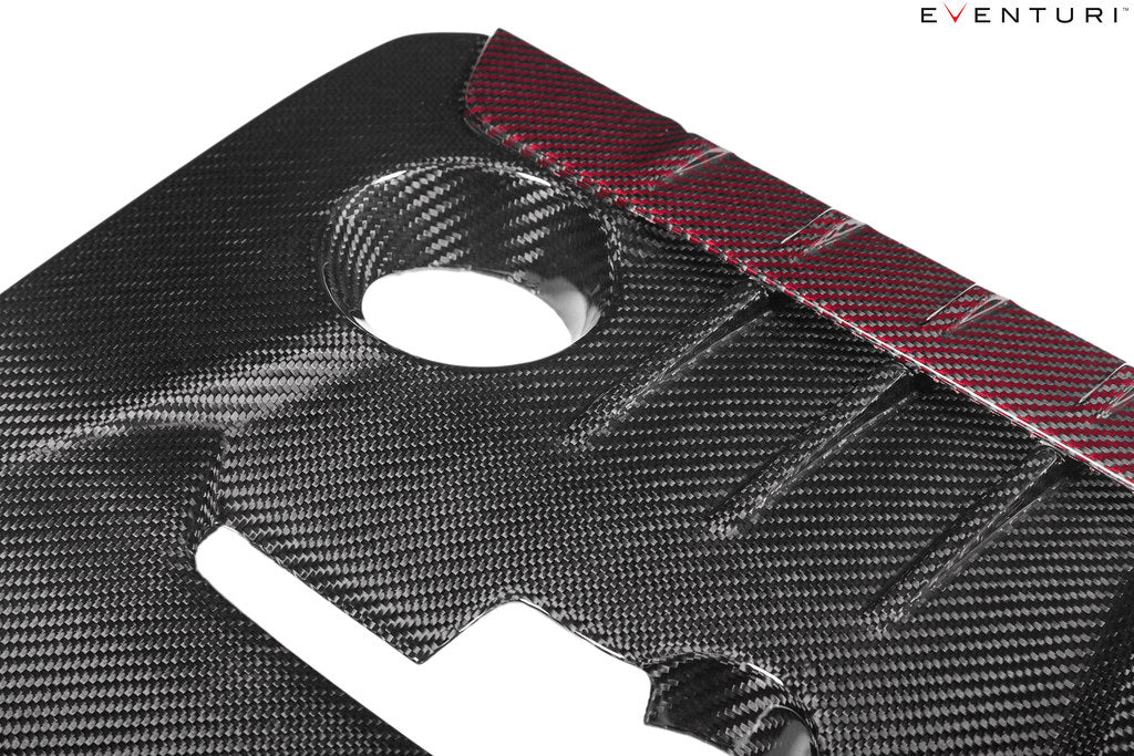 Eventuri carbon engine cover for GR Corolla and GR Yaris, showcasing sleek, lightweight performance design with visible carbon fiber.