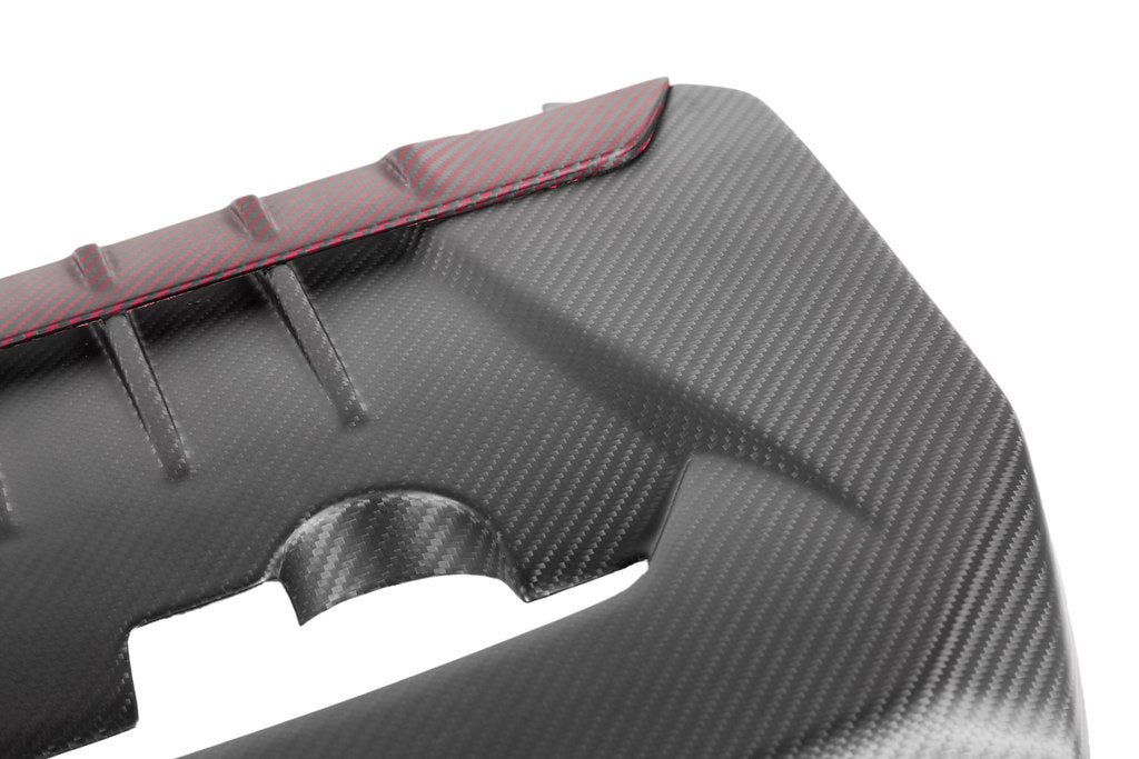 Eventuri carbon engine cover for GR Corolla and GR Yaris, performance car engine bay accessory with sleek black carbon finish.