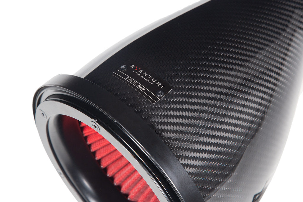 Eventuri black carbon intake system for Audi 8Y S3 and 8S TTS, high-performance engine air intake with sleek carbon design.