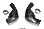 Eventuri Lamborghini Huracan V10 black carbon intake system, performance car upgrade with sleek carbon fiber components.