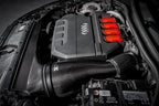 Eventuri black carbon intake system for Audi 8Y S3 and 8S TTS, showing sleek performance air intake with carbon fiber components.