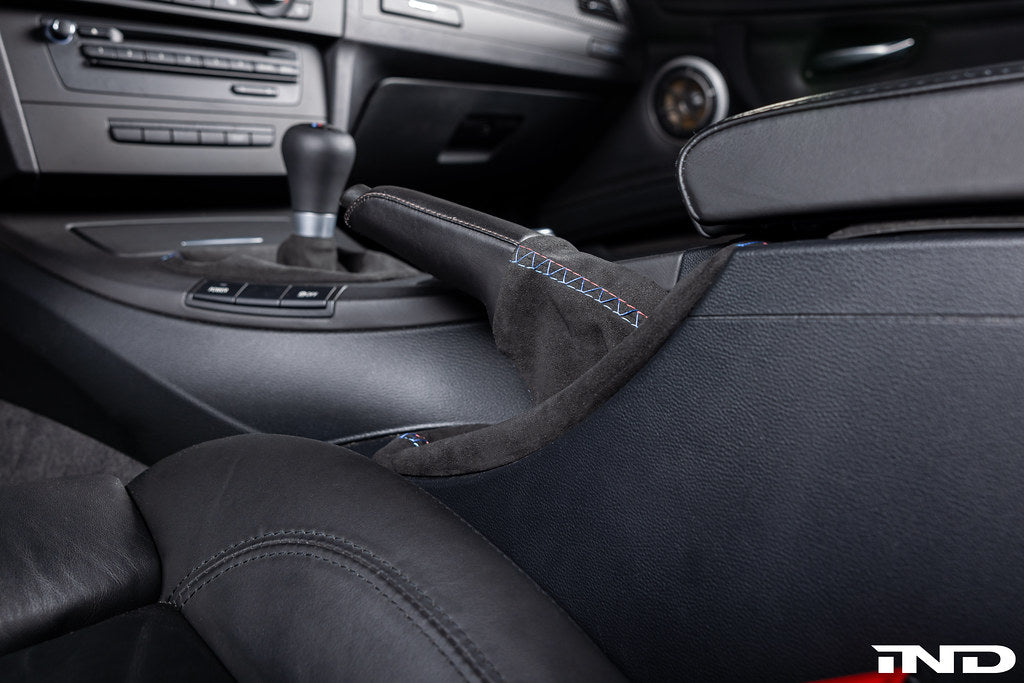 IND E9X M3 Tri-Color Stitched Alcantara E-Brake Boot - LHD
