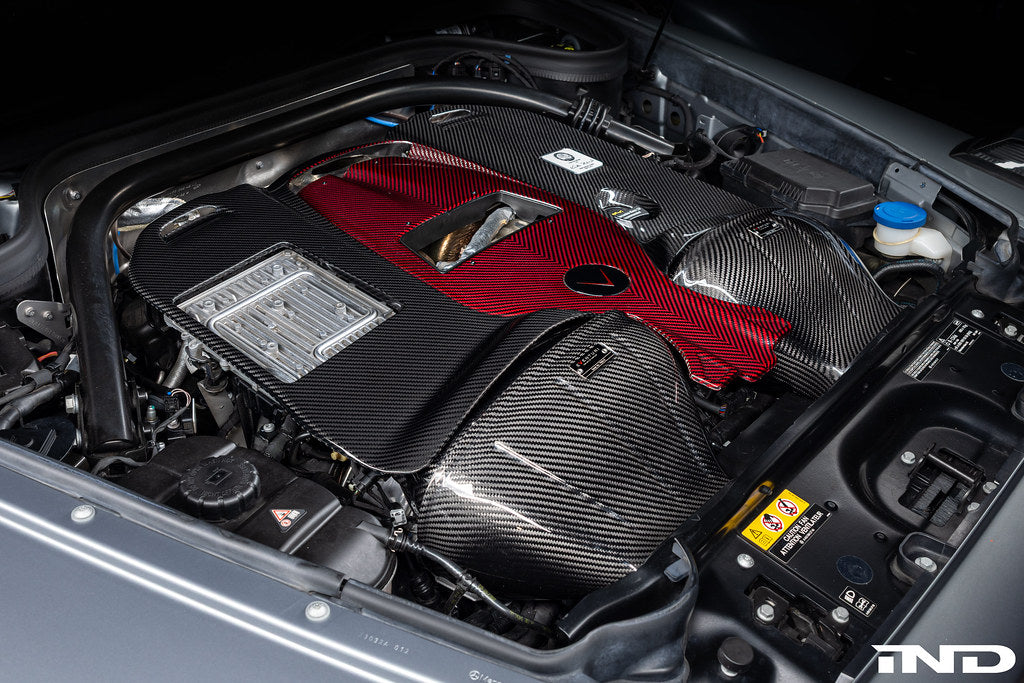Eventuri black carbon intake system for Mercedes W463A G63 AMG, showcasing performance air intake with sleek carbon finish.
