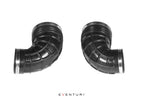 Eventuri 4.0TFSI Twin Turbo V8 black carbon intake system for 2025+ performance vehicles, showcasing sleek design and high-quality materials.