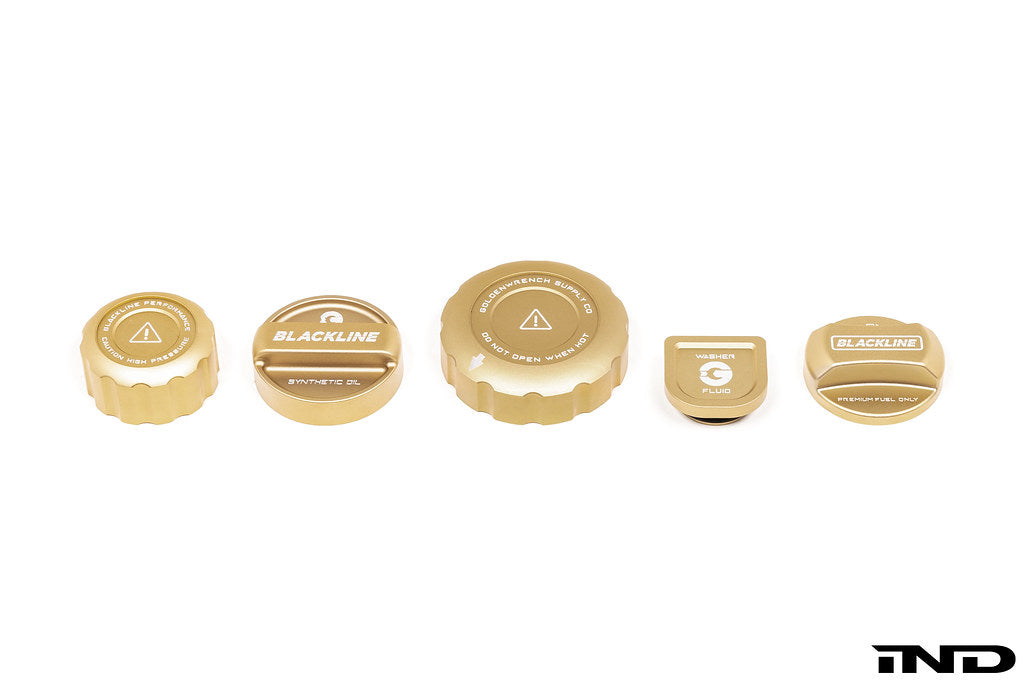 Goldenwrench Blackline Performance BMW M Car (S63 / S68) Engine Cap Cover Set - CCB Gold Cap Complete Set