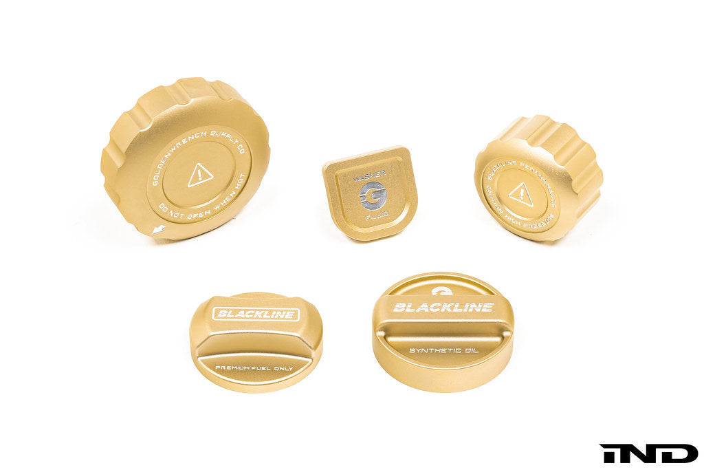 Goldenwrench Blackline Performance BMW M Car (S63 / S68) Engine Cap Cover Set - CCB Gold Cap Complete Set