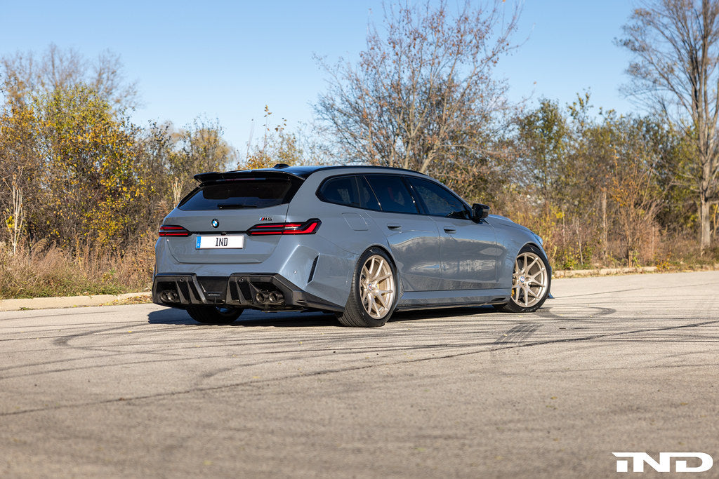 TREVORA G90 G99 M5 carbon fiber rear diffuser for exterior car enhancement, showcasing aerodynamic design and high-quality material.