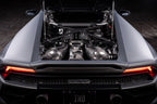 Eventuri Lamborghini Huracan EVO/STO black carbon intake system showcasing sleek, high-performance air intake components.