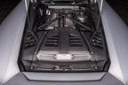 Eventuri Lamborghini Huracan EVO/STO black carbon intake system, close-up of performance air intake with carbon fiber details.