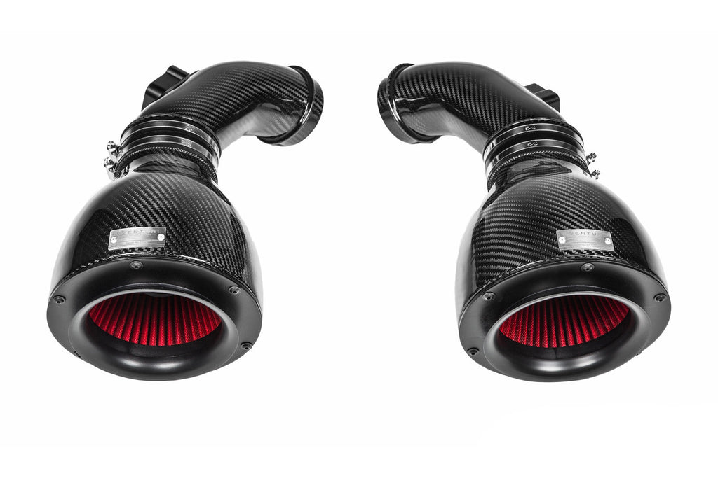 Eventuri black carbon intake system for BMW F06/F12/F13 M6, showcasing sleek design and premium materials.