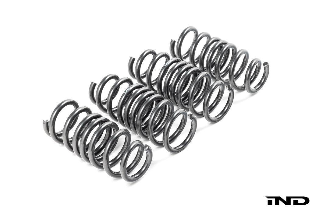 MMX Performance G90/G99 M5 xDrive suspension lowering spring set, black coil springs for improved ride height and handling.