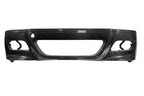 Karbonius E46 M3 carbon front bumper cover for exterior car modification, showcasing sleek black carbon fiber design.