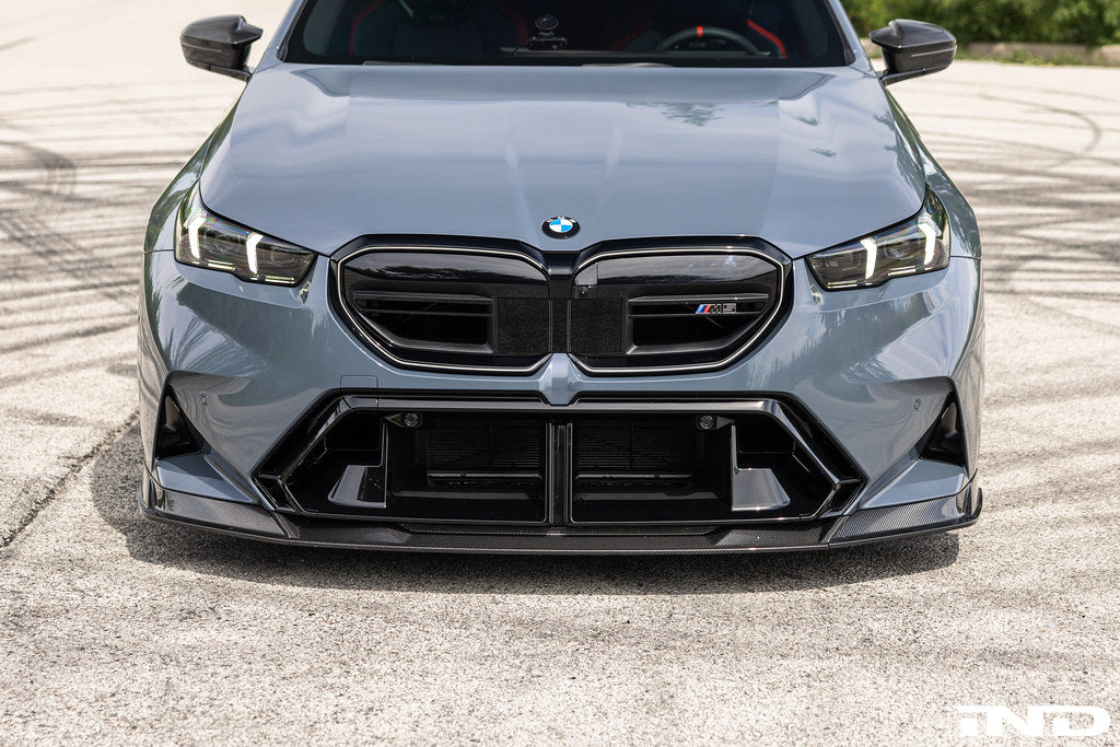 TREVORA G90 G99 M5 carbon fiber front splitter for exterior car enhancement, designed for aerodynamic performance and style.