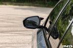 TREVORA G90 M5 and G60 i5 M60 carbon mirror covers for exterior, showcasing sleek, lightweight black carbon fiber finish.