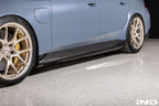 3D Design G90 G99 M5 carbon fiber side skirts for BMW, exterior automotive accessories shown on a vehicle.