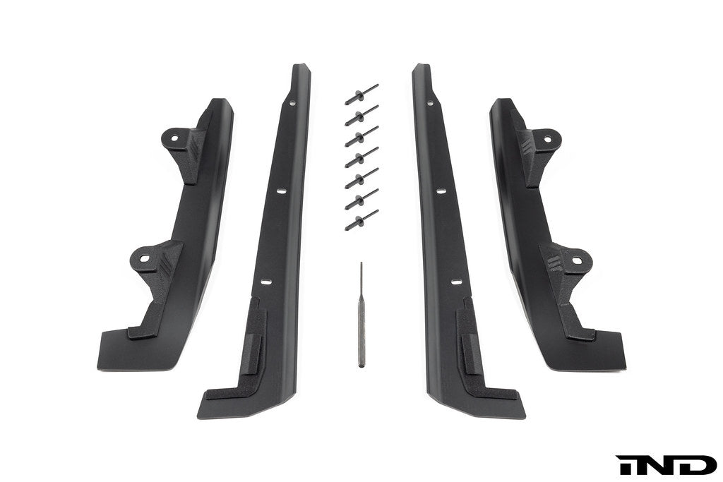 Megachip G20 3-Series exterior splash guards attached to a vehicle's wheel well for protection against road debris.