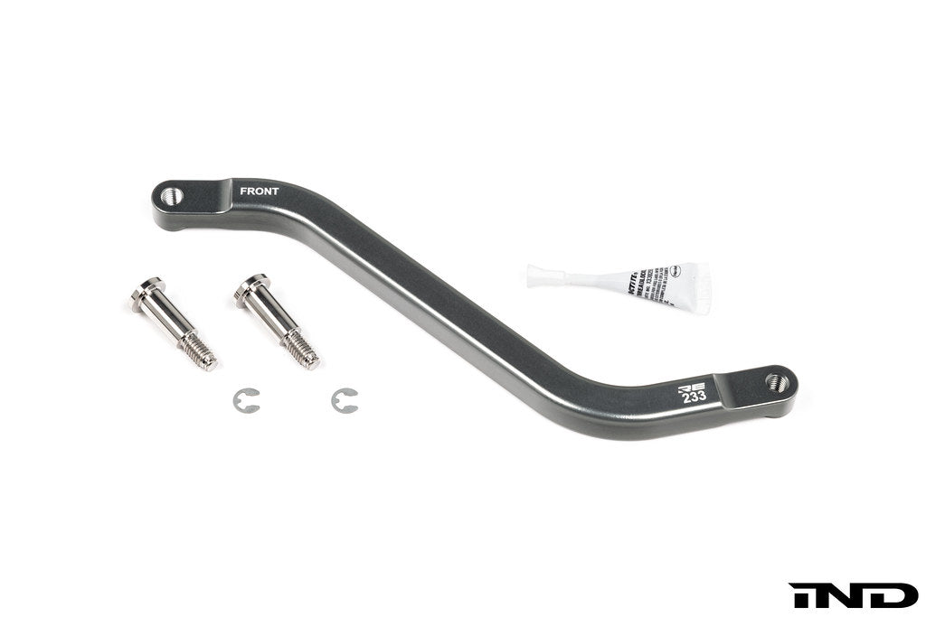 Rogue Engineering Dual Shear Selector Rod for performance vehicle transmission linkage, shown in black with metal fittings.