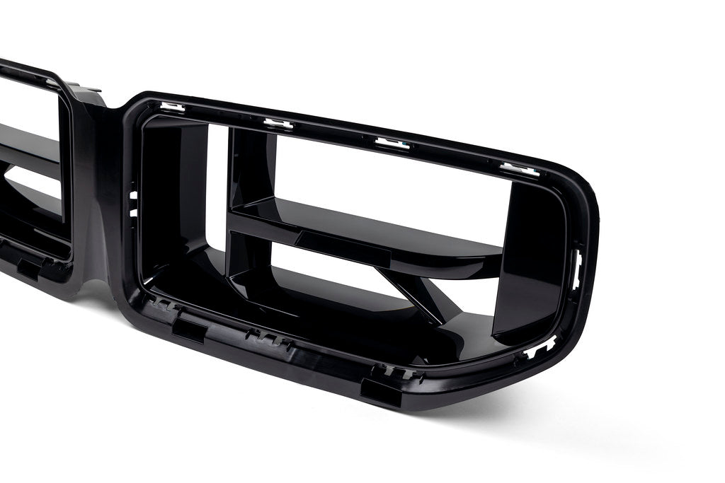 BMW G87 M2 CS front grille, exterior view showing the sporty black grille design with signature BMW branding.