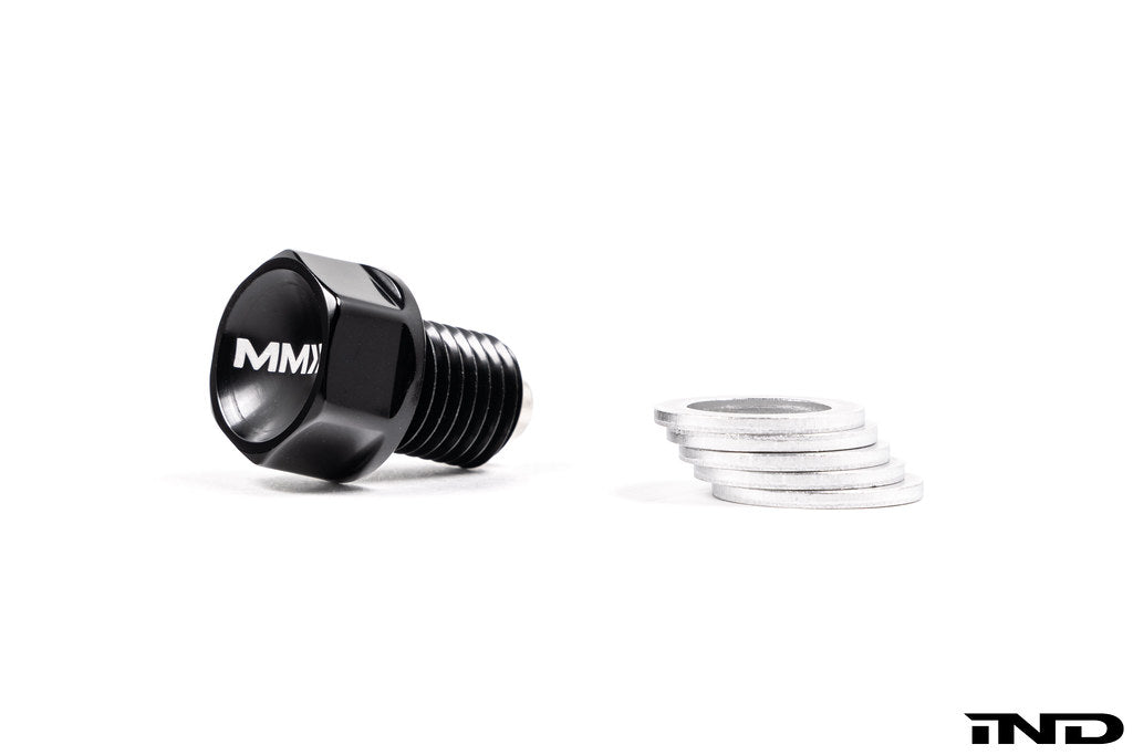 MMX Performance magnetic oil sump drain plug with M12x1.5 threading, designed for automotive performance and durability.