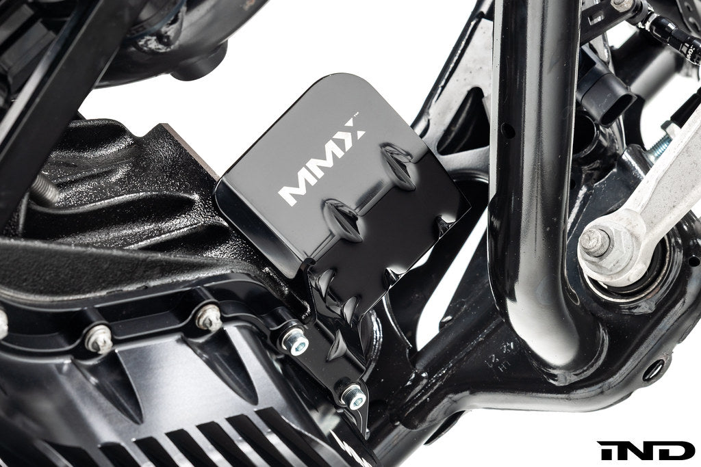 MMX Performance G8X M2 M3 M4 rear differential output shaft heat shield set, exterior view showing durable metal construction.