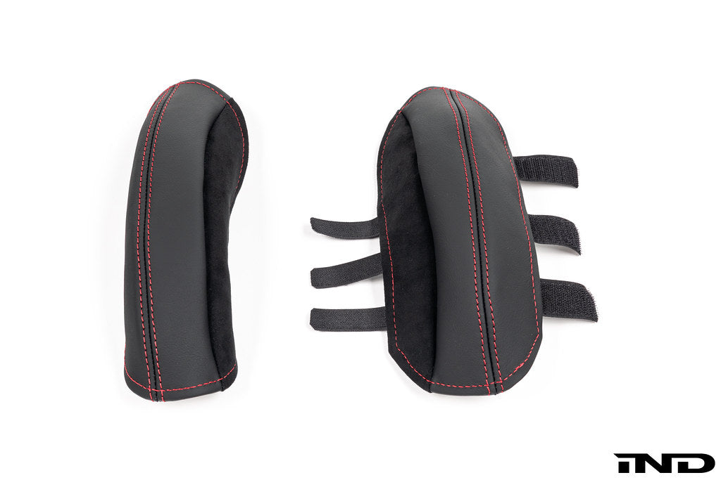 Wunderworks BMW M Carbon Bucket Seat Bolster Protector set installed on car interior seat, showing black carbon fiber protectors.
