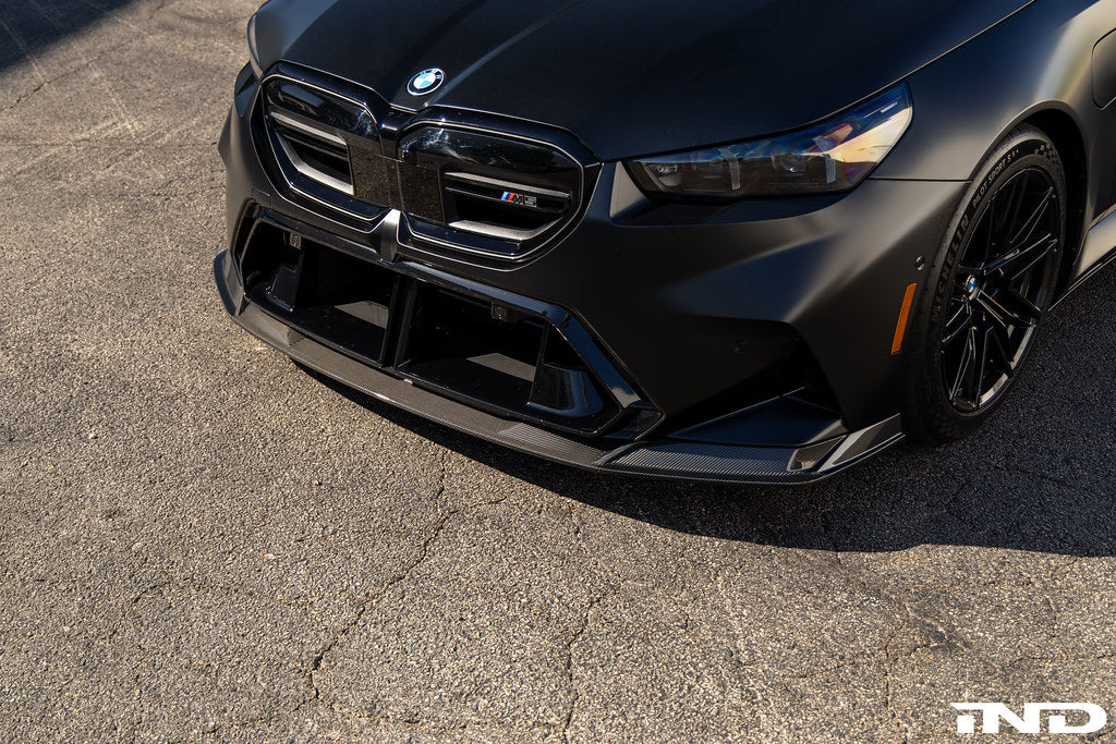 TREVORA G90 G99 M5 carbon fiber front splitter for exterior car enhancement, featuring aerodynamic design and lightweight construction.