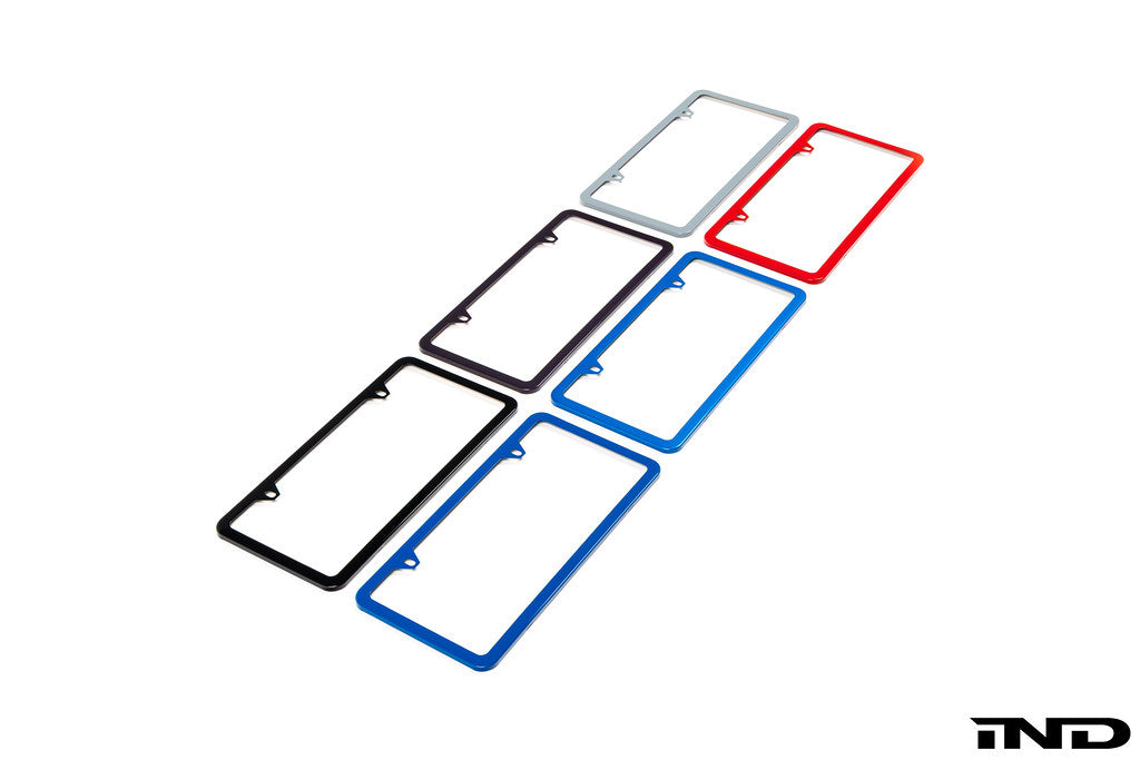 IND Painted License Plate Frame, exterior car accessory with a stylish painted finish, designed to fit standard license plates.