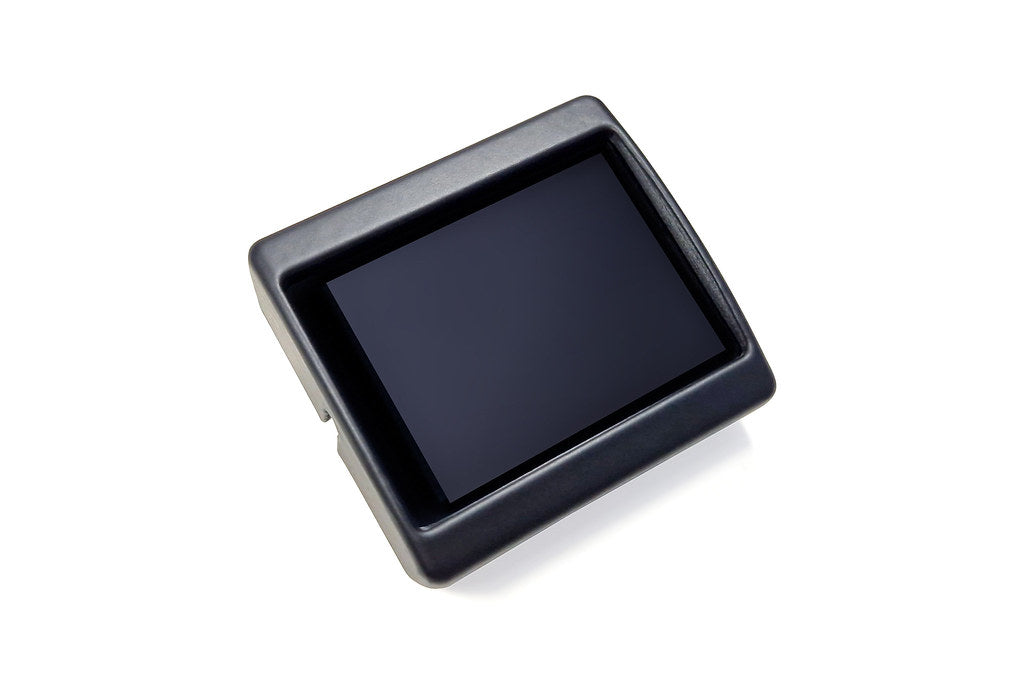 CANchecked MFD28 Gen2 2.8-inch multi-function display for BMW E28 M5 and 5-Series (LHD) shown on a white background with OEM-style air vent integration.