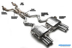 Eisenmann E92/E93 M3 performance exhaust system with polished tips and dual outlet design, installed on a BMW M3.