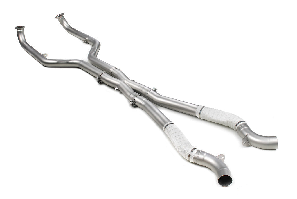 Eisenmann F1X M5/M6 F06 M6 exhaust center pipe set with polished metal finish, designed for high-performance BMW M models.