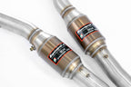 Supersprint BMW E39 M5 and E38 740i front pipe set for exhaust system, with catalytic converters, in a detailed product image.
