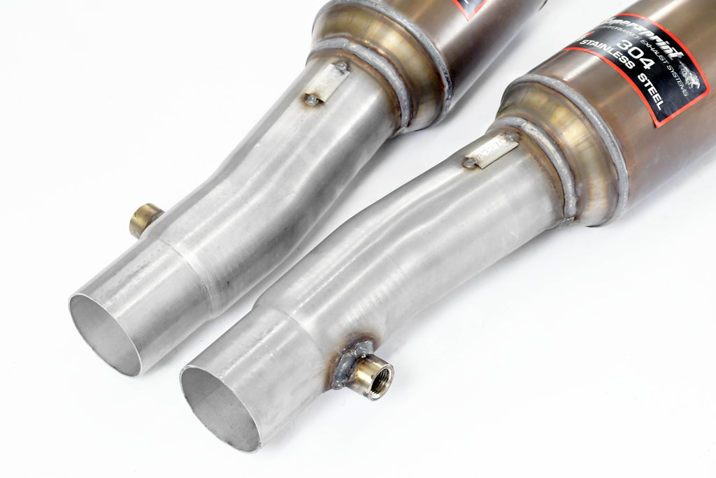 Supersprint catted front pipe set for BMW E39 M5, 540i, and E38 740i exhaust system, shown in the image.