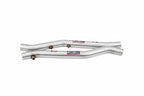 Supersprint stainless front exhaust pipe set for E39 M5, 540i, and E38 740i header system, showing polished metal pipes.