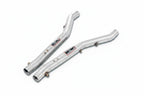 Supersprint stainless steel front pipe set for BMW E39 M5, 540i, and E38 740i exhaust header system, showing polished pipes and connectors.