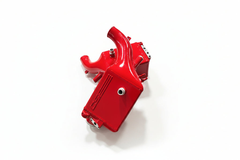 CSF BMW G90 G99 M5 high-performance charge-air-cooler set with red gloss finish, designed for optimal engine cooling.