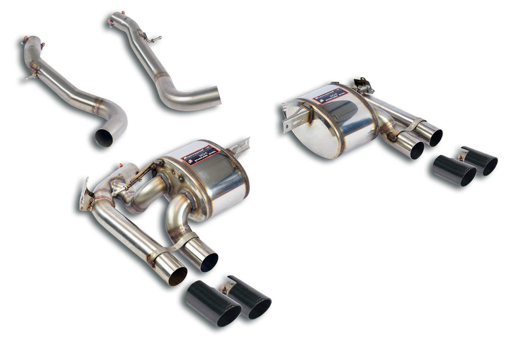 Supersprint stainless steel dual sound rear exhaust package for BMW F87 M2C S55 with valved system, OEM center included.