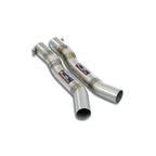 Supersprint BMW G87 M2 J-Pipe resonator delete exhaust package installed on the OEM muffler, showcasing the custom exhaust components.