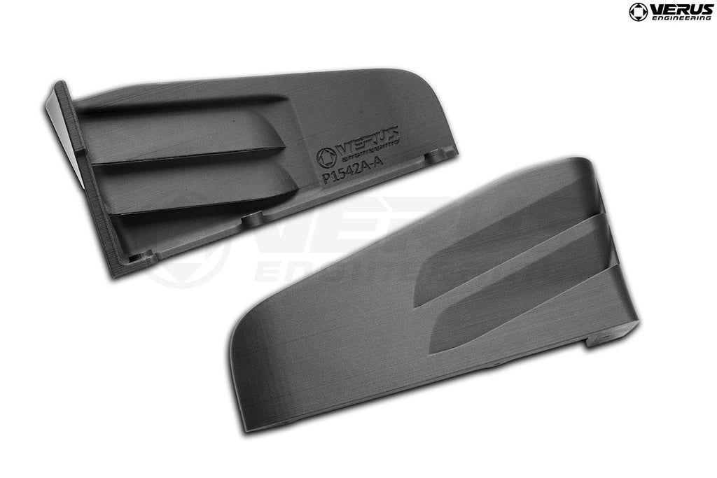 Verus Engineering G8x M3 M4 carbon front splitter endplate set installed on a BMW G80 G82 M3 M4 exterior detail