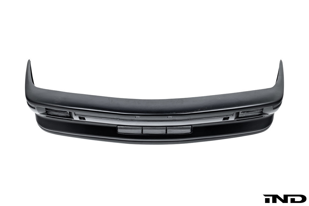 Alpha N E30 M3 DTM carbon front bumper cover for exterior, white background, showcasing the detailed aerodynamic design.
