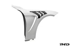 Alpha-N F82 M4 carbon vented front fender set on white background, showcasing lightweight, aerodynamic exterior car parts.
