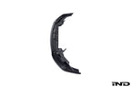 Alpha-N G87 M2 carbon adjustable front lip, Class 3, mounted on a white background, showcasing its aerodynamic design and finish.