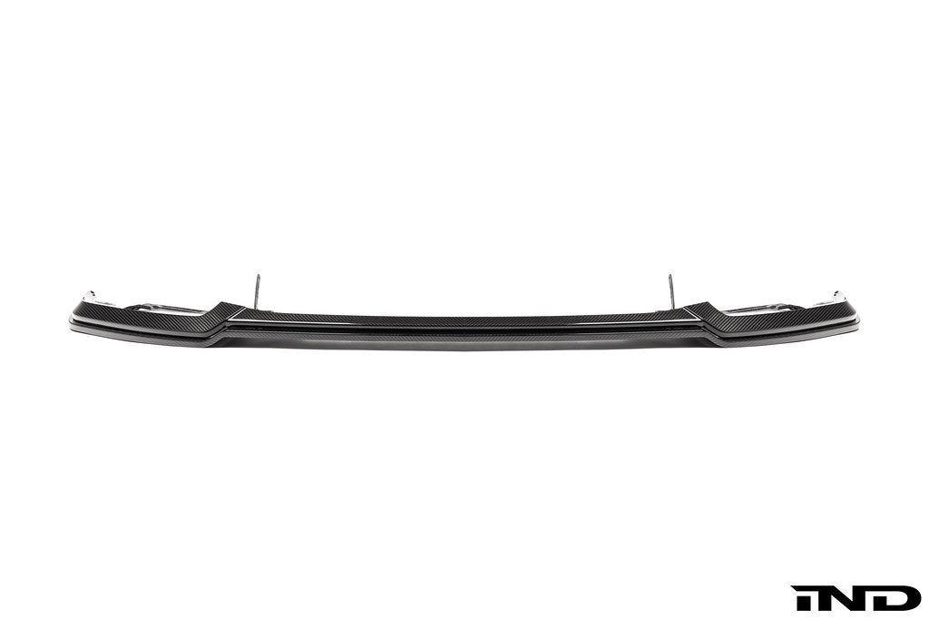 Alpha N G87 M2 Carbon adjustable front lip, Class 3, for BMW M2, mounted on white background, showcasing sleek exterior design.
