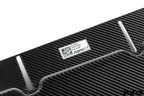 Alpha-N G87 M2 carbon adjustable front lip installed on a vehicle, showcasing its sleek design and Class 3 exterior style.