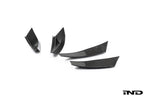 Alpha N G87 M2 carbon bumper canard set mounted on a white background, designed for aerodynamic enhancement of the vehicle's exterior.