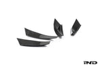 Alpha N G87 M2 carbon bumper canard set mounted on white background, enhancing the car's sporty exterior aerodynamic features.