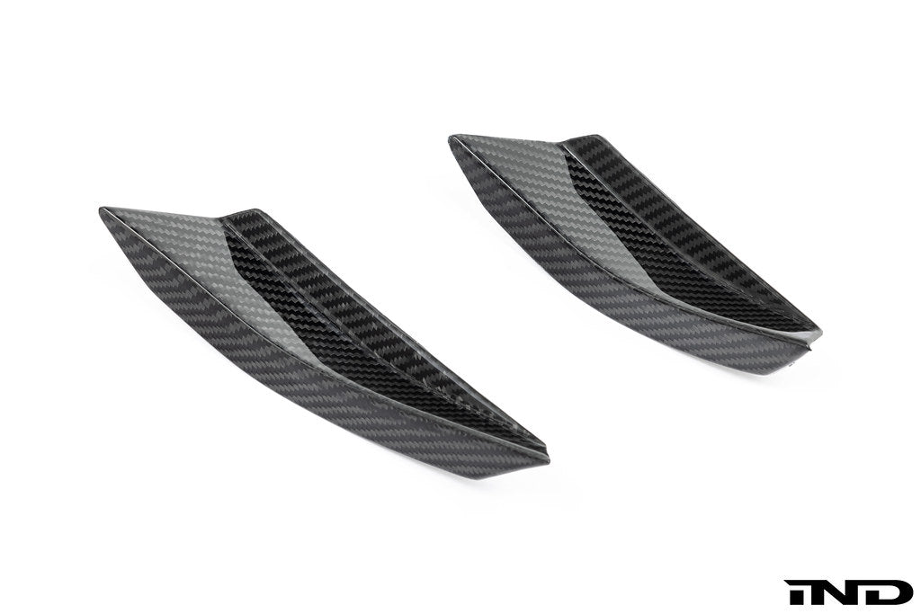 Alpha N G87 M2 carbon bumper canard set, white exterior car aerodynamic accessories on a plain background