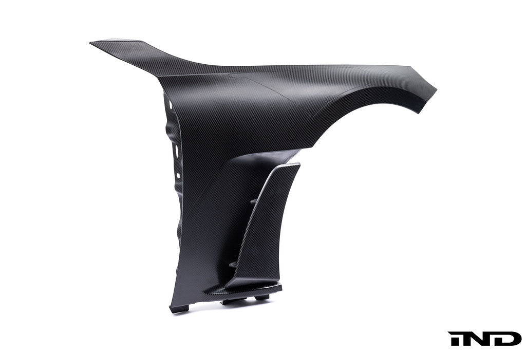 Alpha-N G87 M2 carbon front fender set V2 with blades, exterior car body parts, white background, high-quality automotive design.