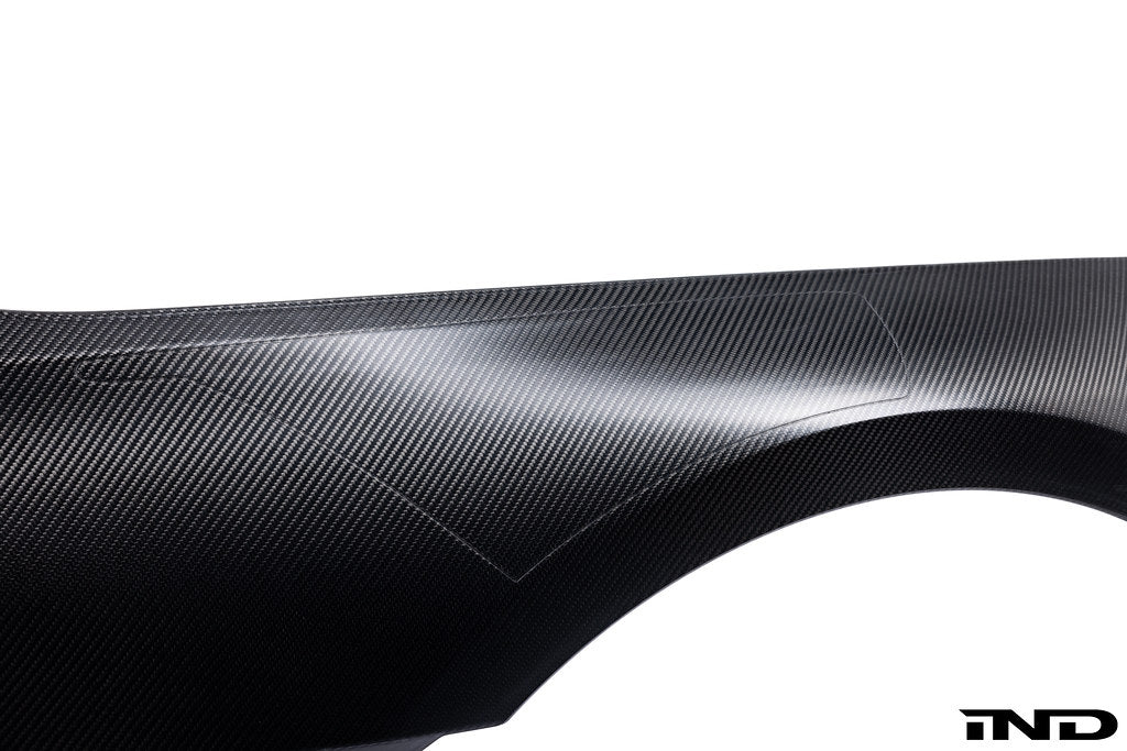 Alpha N G87 M2 carbon front fender set V2 with blades, exterior automotive parts, white background, detailed close-up image.