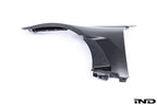 Alpha N G87 M2 carbon front fender set V2 with blades, vehicle exterior accessory, white background, detailed close-up image